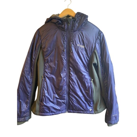 COLUMBIA OMNI HEAT WOMENS PURPLE AND BLACK HOODED JACKET SZ XL - Picture 1 of 7